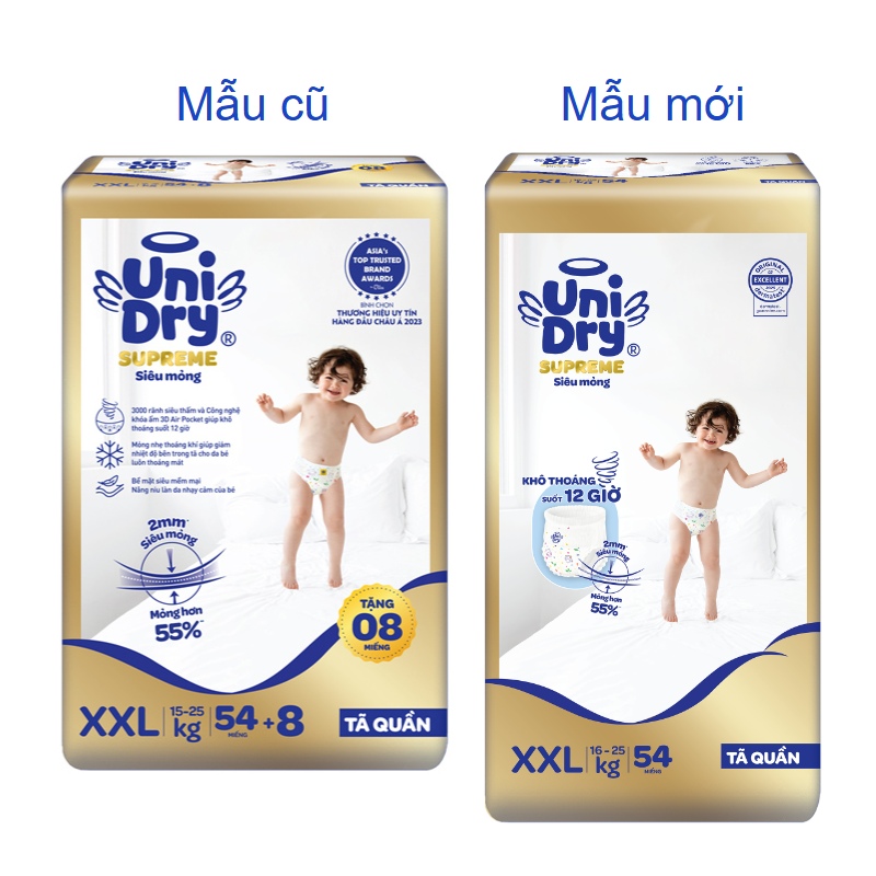 Tã quần Unidry Supreme Thin & Soft size L 68 + 8 miếng (9 - 14 kg) 46