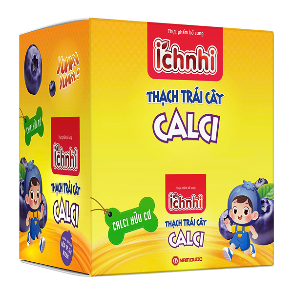 12 túi thạch Ích Nhi bổ sung canxi hương việt quất