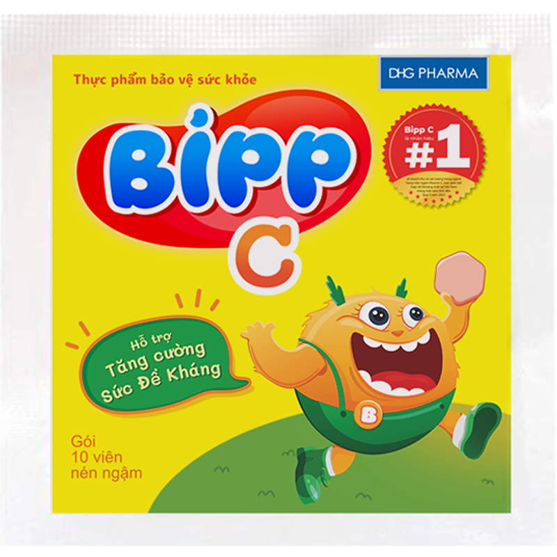 Thực phẩm bảo vệ sức khỏe kẹo bipp c bổ sung vitamin C hỗ trợ tăng sức đề kháng, hộp 35 gói viên ngậm (từ 3 tuổi) 2