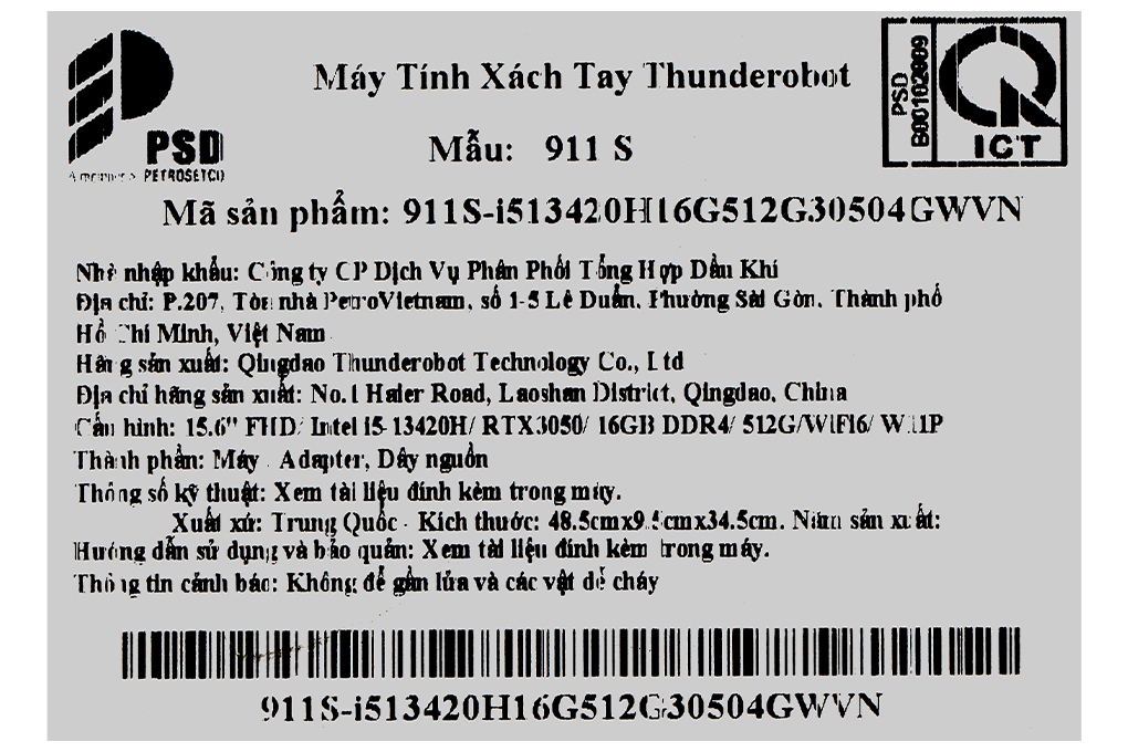 Laptop Thunderobot Gaming 911 S (i5 13420H, 16GB, 512GB, RTX 3050 4GB, Full HD 144Hz, Win11Pro) - 10