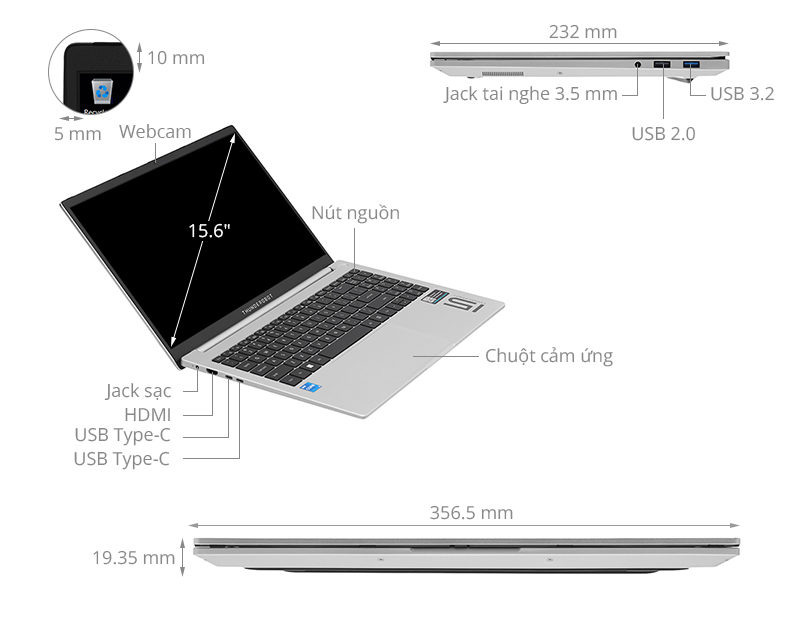 Laptop Thunderobot T-Book 15N (i5 13420H, 16GB, 512GB, Full HD, Win11Pro)