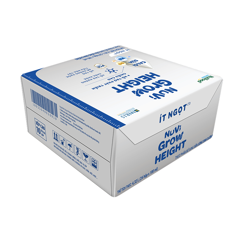 Lốc 4 hộp sữa pha sẵn Nuvi Grow Height 180 ml (từ 1 tuổi) 12