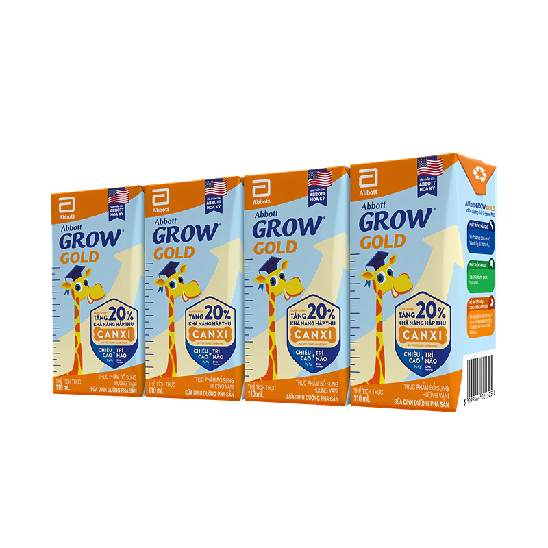 Combo 2 thùng 48 hộp sữa pha sẵn Abbott Grow Gold hương vani 110 ml (từ 1 tuổi) - Giao bao bì ngẫu nhiên 48