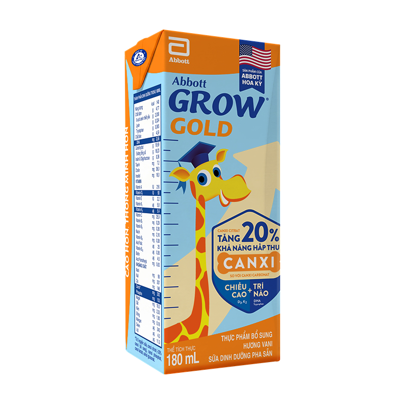 Combo 2 thùng 48 hộp sữa pha sẵn Abbott Grow Gold hương vani 180 ml (từ 1 tuổi) - Giao bao bì ngẫu nhiên 33