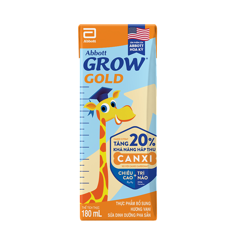 Combo 2 thùng 48 hộp sữa pha sẵn Abbott Grow Gold hương vani 180 ml (từ 1 tuổi) - Giao bao bì ngẫu nhiên 36