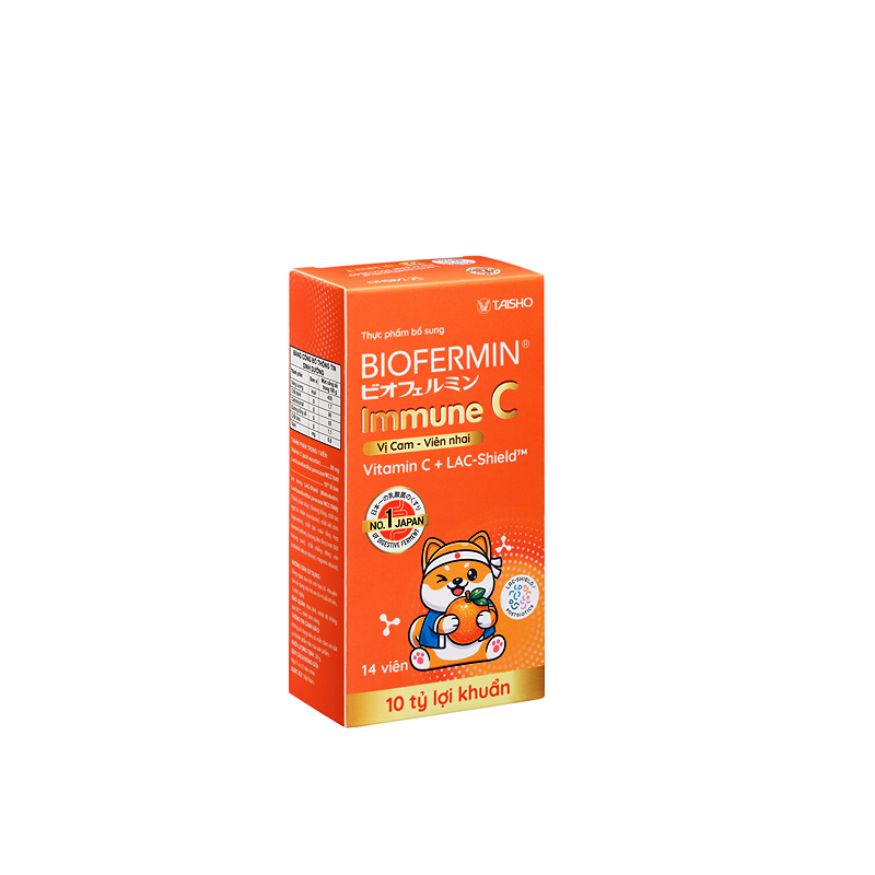Viên nhai Biofermin immune C vị cam bổ sung lợi khuẩn, cải thiện hệ vi sinh đường ruột hộp 14 viên 2