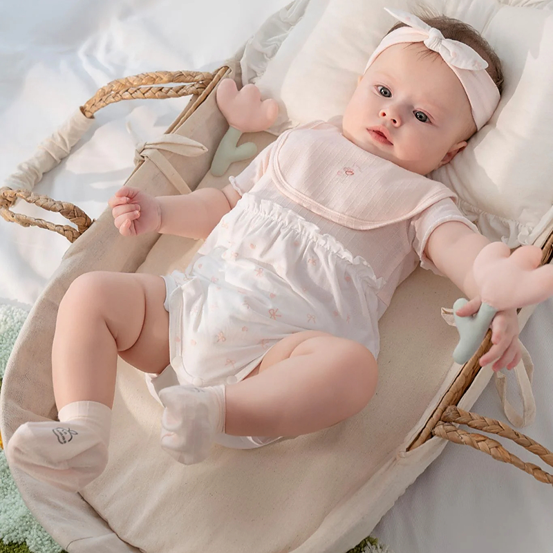 Yếm ăn cho bé bamboo La Pomme hoa thơm - màu hồng (0 - 2 tuổi) 4