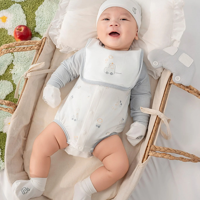 Yếm ăn cho bé bamboo La Pomme hoa thơm - màu hồng (0 - 2 tuổi) 10