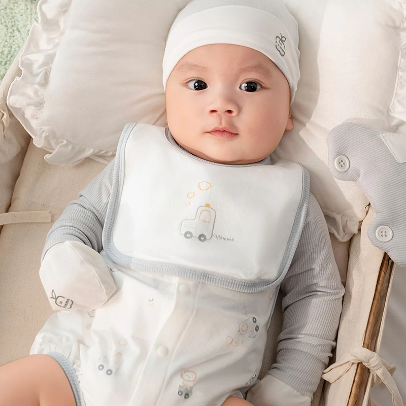 Yếm ăn cho bé bamboo La Pomme hoa thơm - màu hồng (0 - 2 tuổi) 9