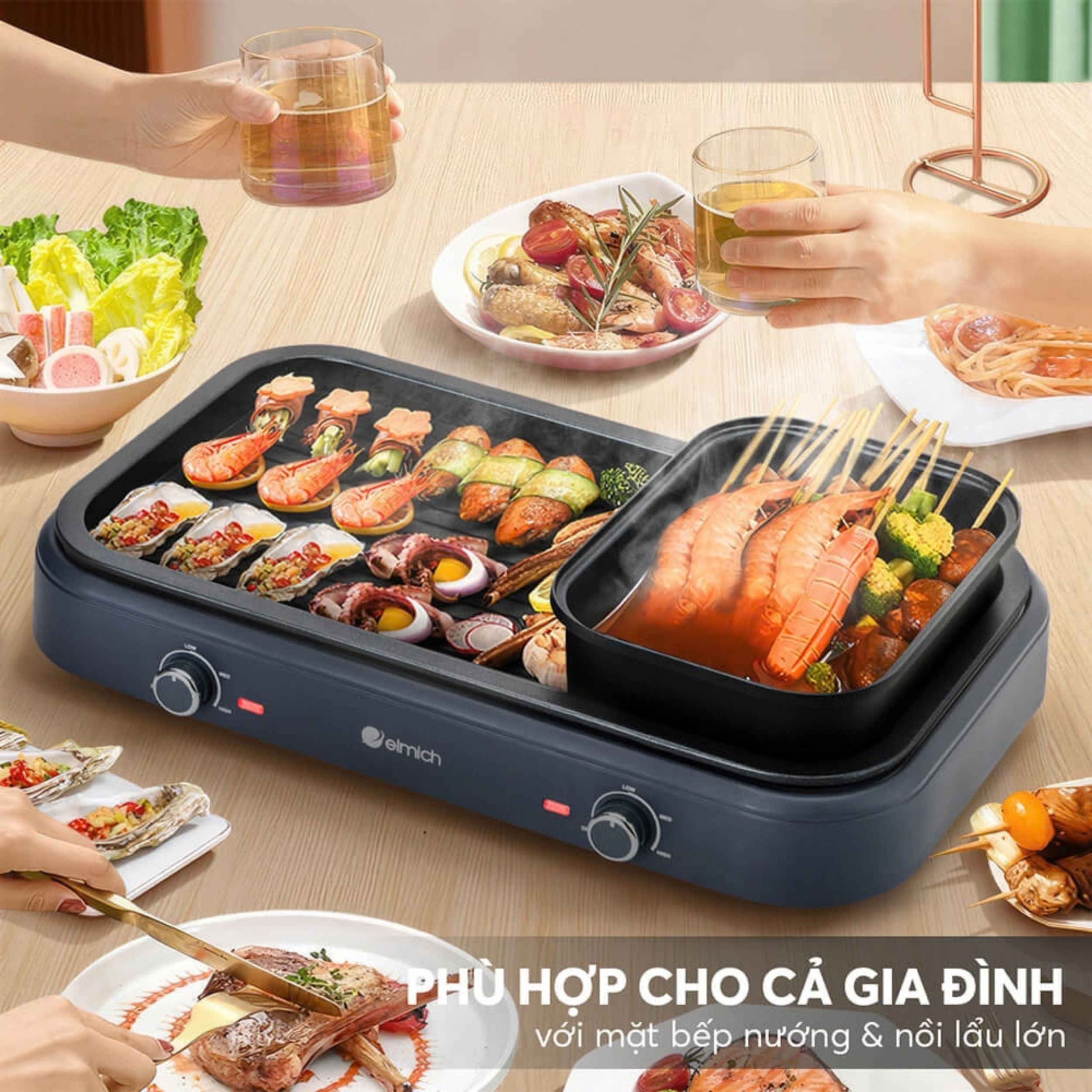 Bếp nướng lẩu đa năng Elmich HGE-3908 - 2