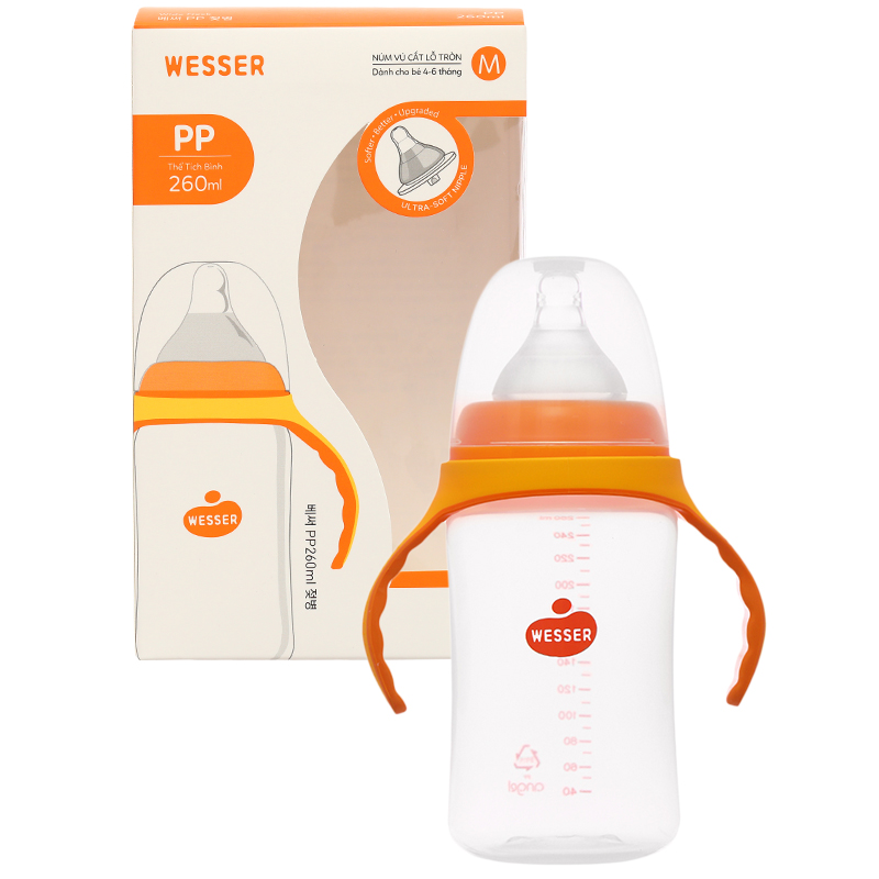 Bình sữa nhựa PP Wesser cổ rộng 260 ml (3 - 6 tháng) 7