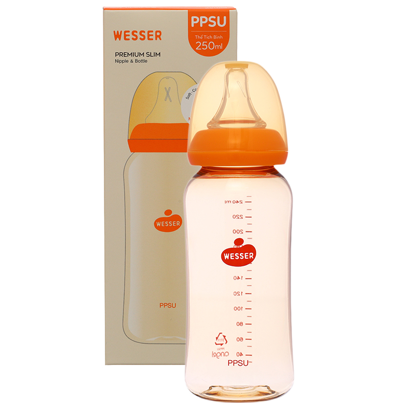 Bình sữa nhựa PPSU Wesser TBSWPP140 cổ hẹp 140 ml (0 - 3 tháng) - Giao bao bì ngẫu nhiên 25