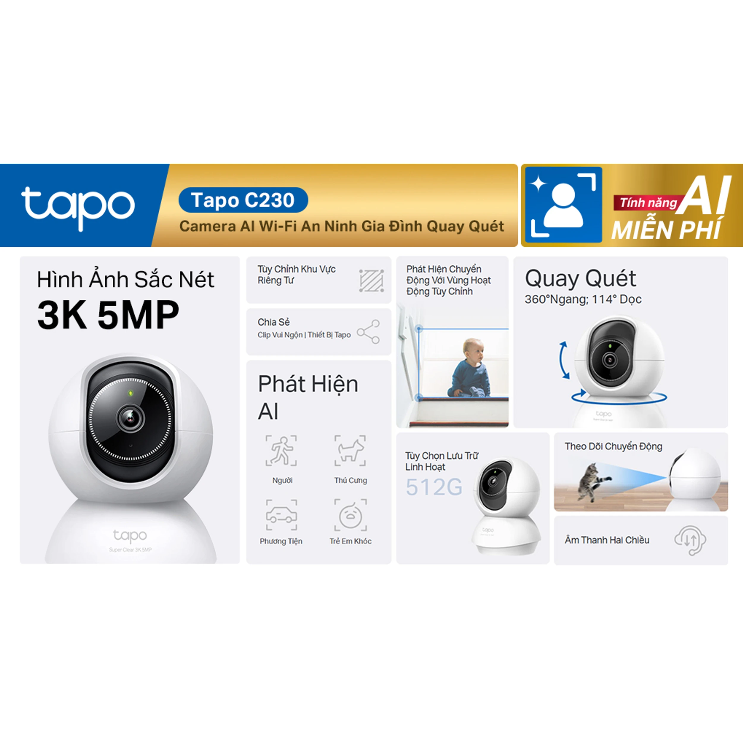 Camera IP 360 Độ 5MP TP Link Tapo C230