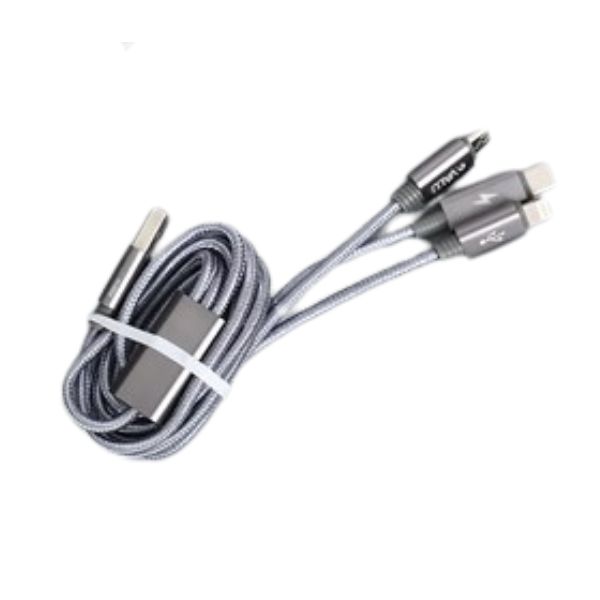 Cáp sạc và truyền dữ liệu 3 đầu USB-A - Type-C Lightning Micro USB 15W 1m eValu Spanker B 2
