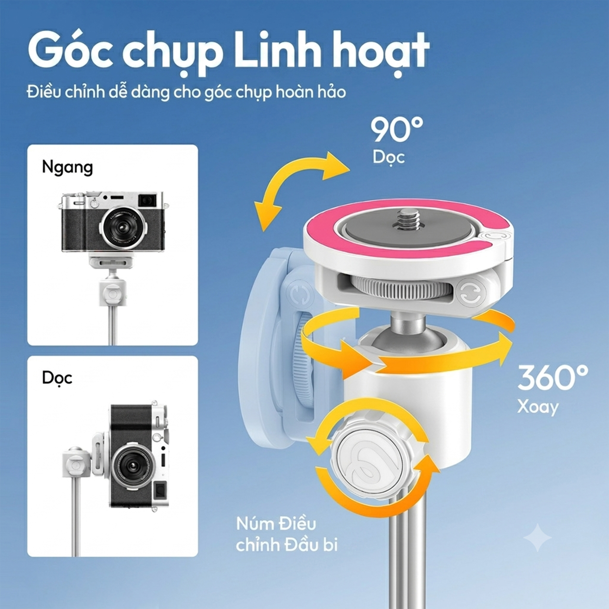 Chân Tripod Kiêm Gậy Selfie Magnetic Tự Bung Chân Nhanh 149cm Ulanzi MT-44M - 7