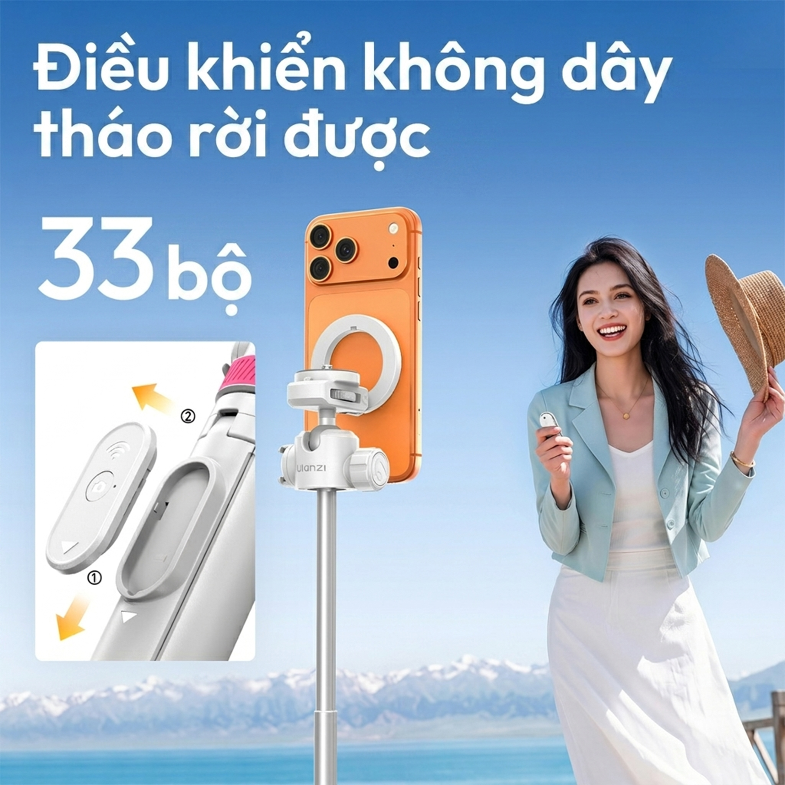 Chân Tripod Kiêm Gậy Selfie Magnetic Tự Bung Chân Nhanh 149cm Ulanzi MT-44M - 8