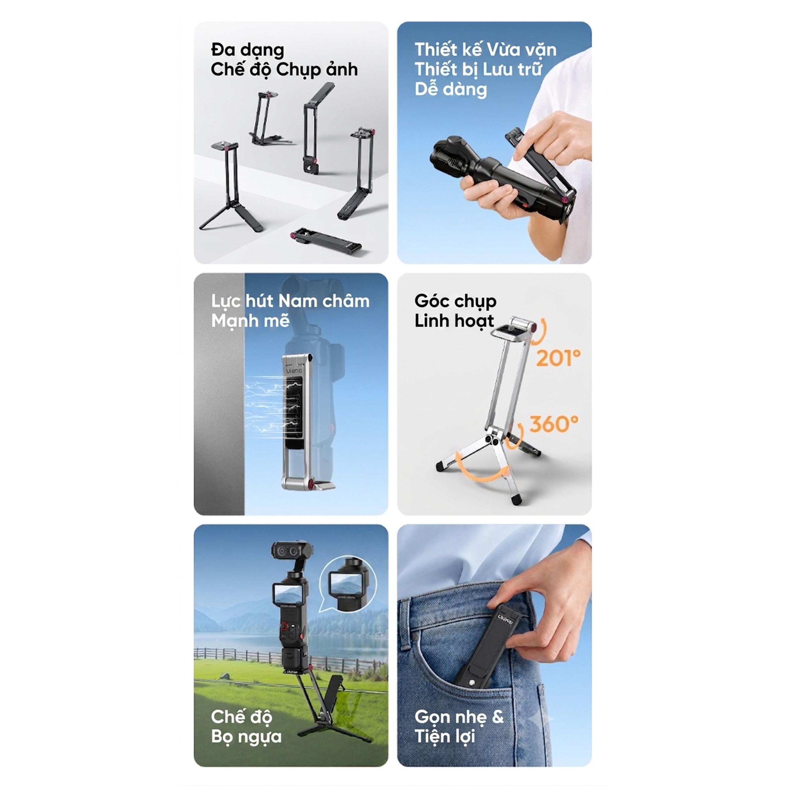 Chân Tripod Mini Dùng Cho Insta360 Luna Ultra Magnetic Tháo Lắp Nhanh 16.7cm Ulanzi MA66L - 10