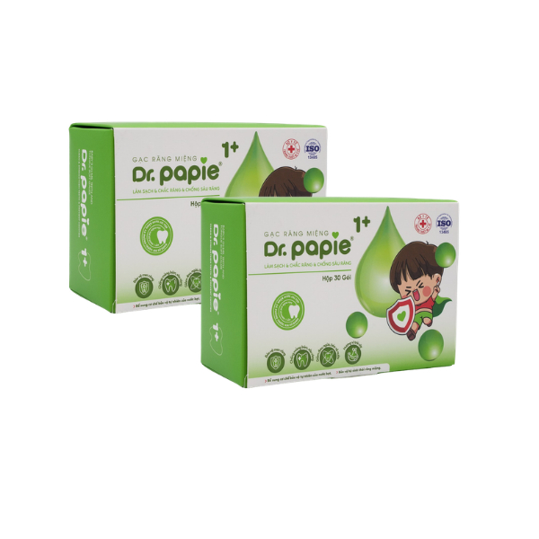 Combo 2 gạc răng miệng cho bé Dr.Papie 1+ - Giao bao bì ngẫu nhiên
