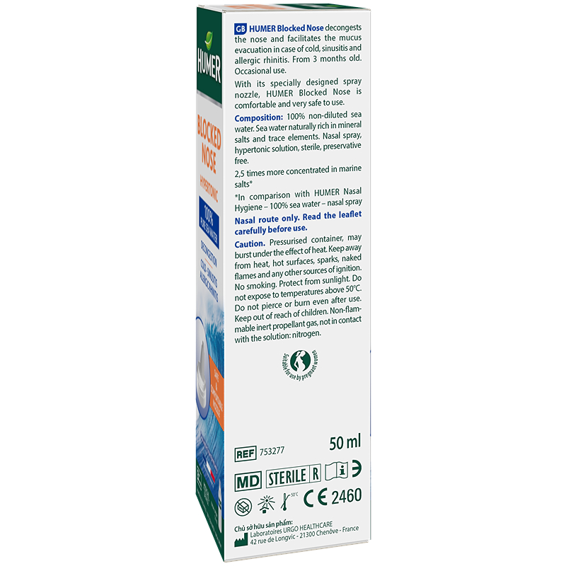 Dung dịch xịt mũi Humer Blocked Nose giảm nghẹt mũi chai 50 ml 8