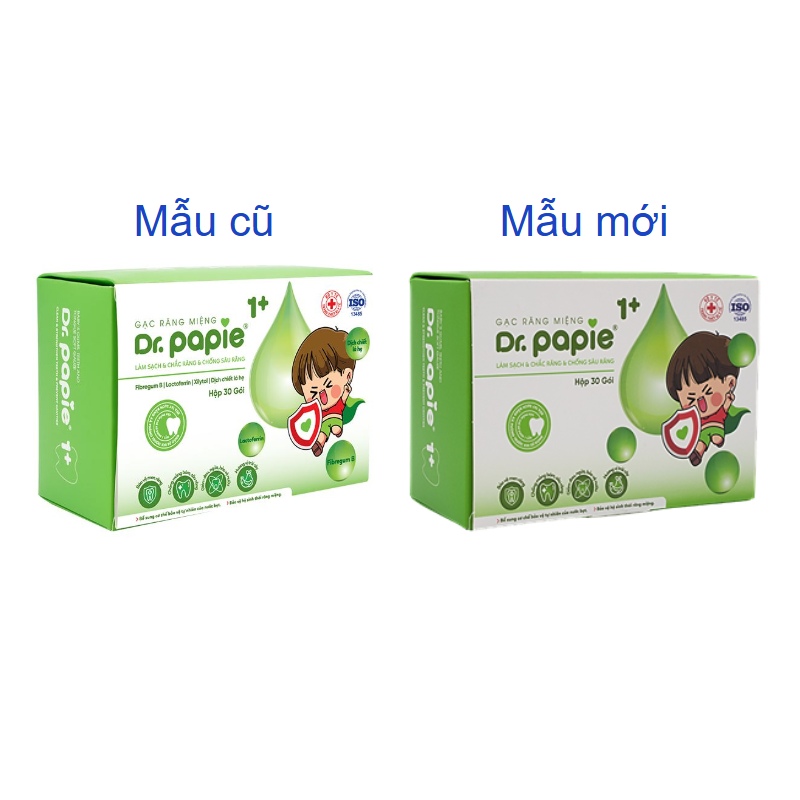 Gạc răng miệng cho bé Dr.Papie 1+ hộp 30 gói (từ 1 tuổi) - Giao bao bì ngẫu nhiên 2
