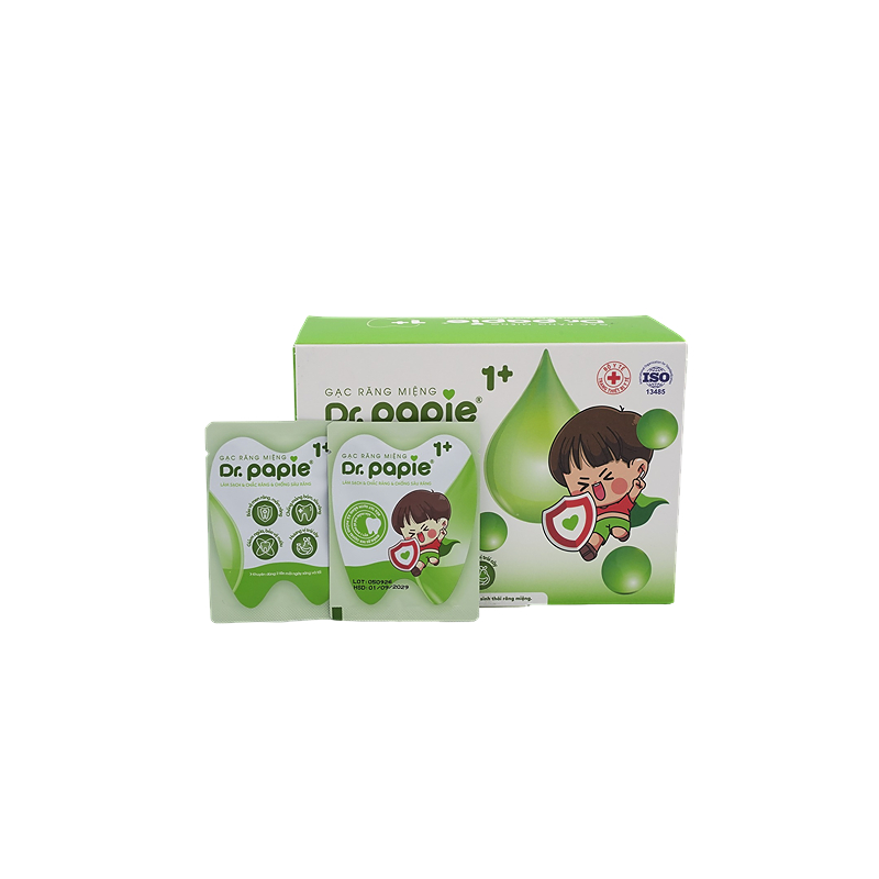 Gạc răng miệng cho bé Dr.Papie 1+ hộp 30 gói (từ 1 tuổi) - Giao bao bì ngẫu nhiên 3