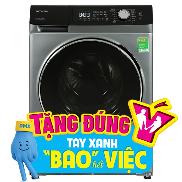 Máy giặt sấy Hitachi Inverter giặt 8.5 kg - sấy 5 kg BD-D852HVOS