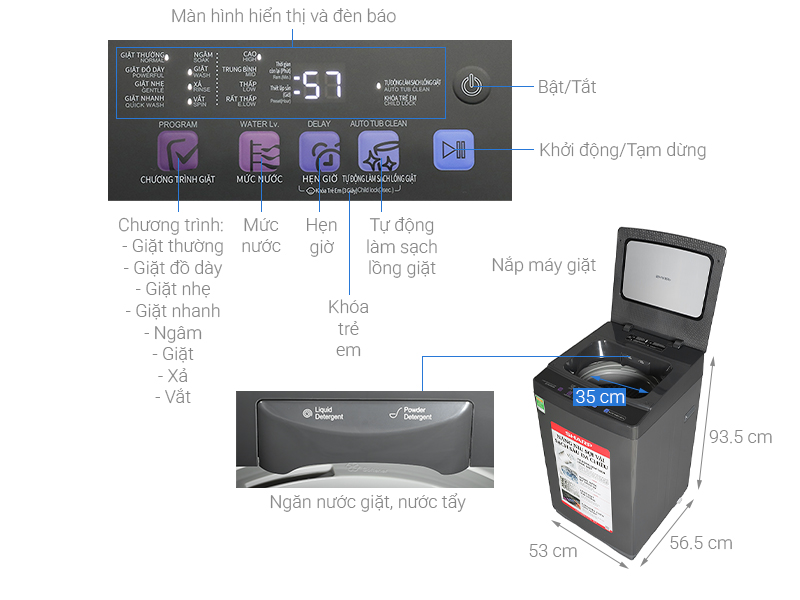Máy giặt Sharp 10 kg ES-TN101EN-DG