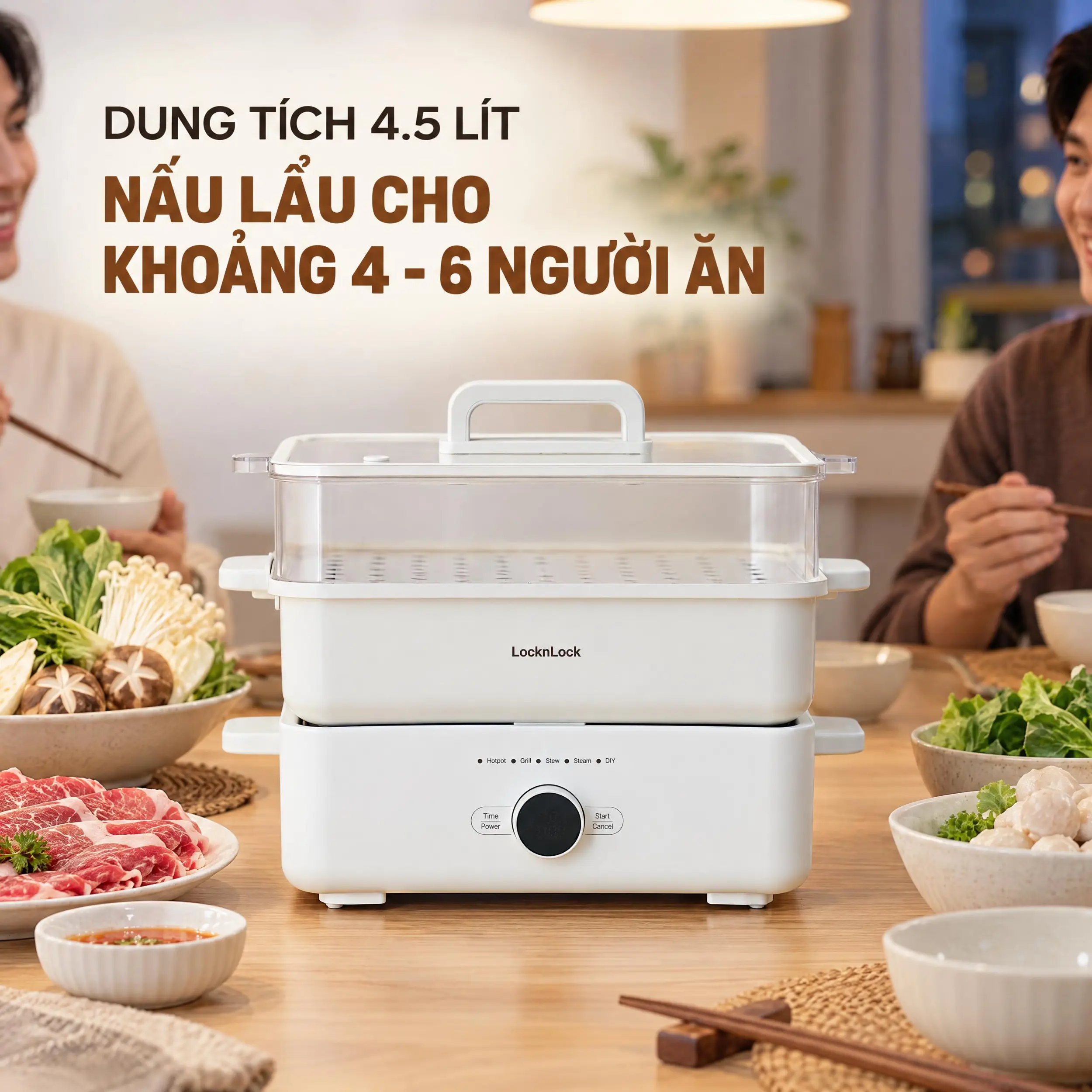 Nồi lẩu đa năng LocknLock Multicooker EJP154IVY 4.5 lít - 2