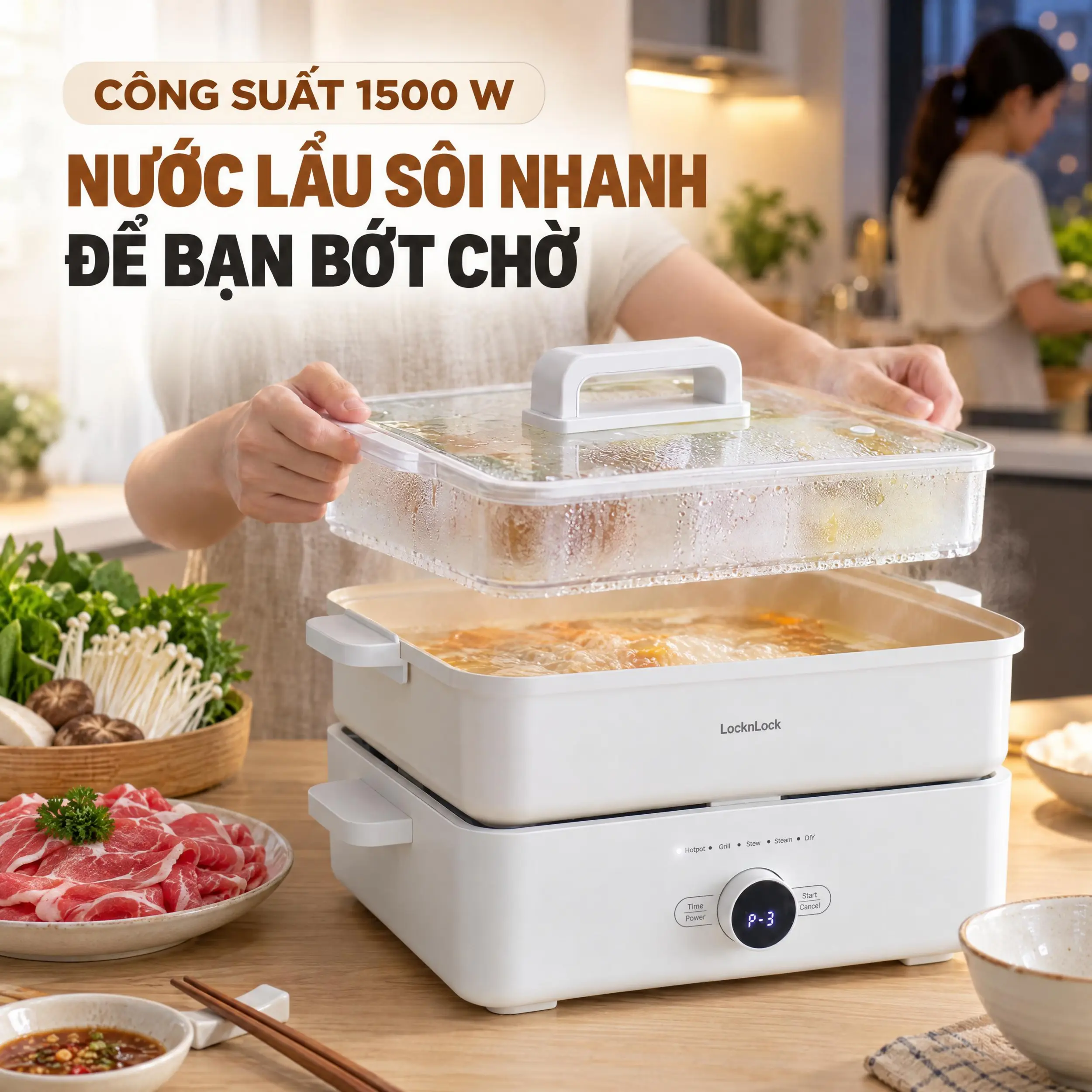 Nồi lẩu đa năng LocknLock Multicooker EJP154IVY 4.5 lít - 3