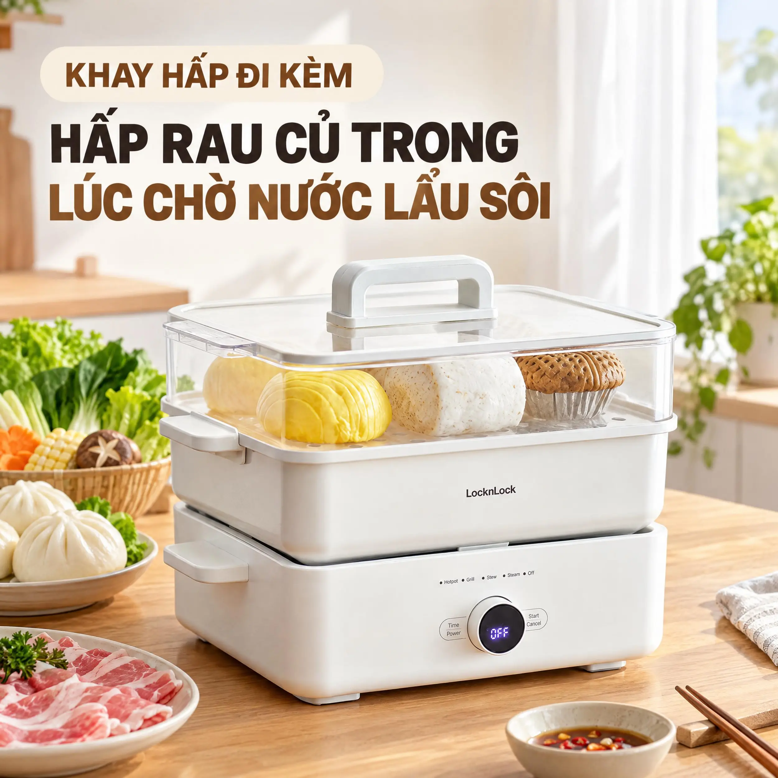 Nồi lẩu đa năng LocknLock Multicooker EJP154IVY 4.5 lít - 4
