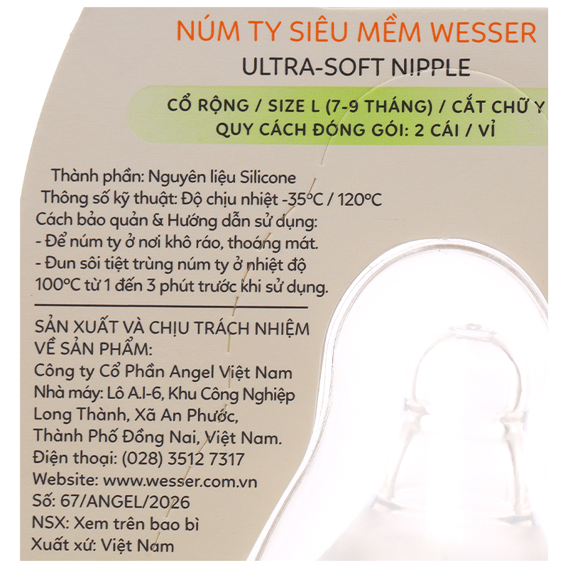 Núm ti Wesser cổ rộng size LL (Từ 9 tháng) 10