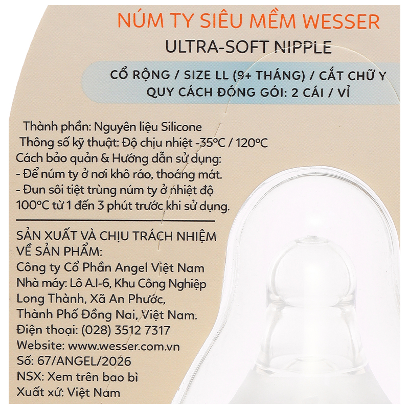 Núm ti Wesser cổ rộng size LL (Từ 9 tháng) 5
