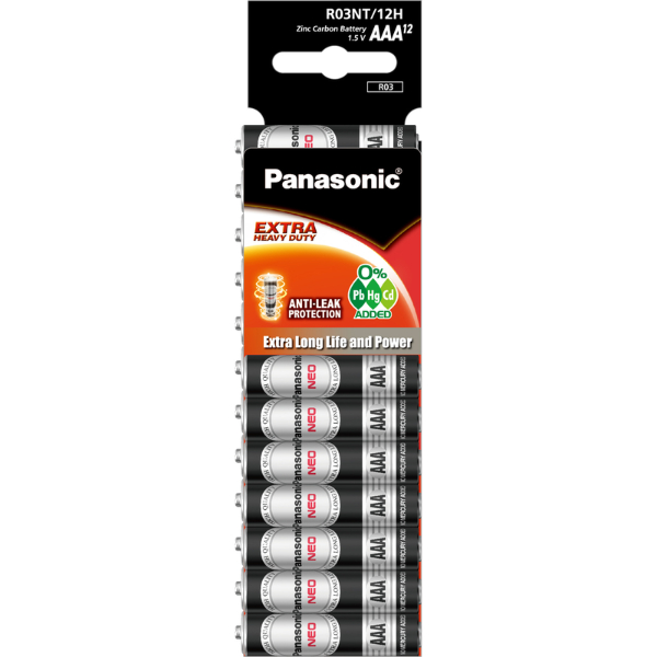 Pin AAA 12 viên Manganese Panasonic R03NT-12H Đen - Giao bao bì ngẫu nhiên