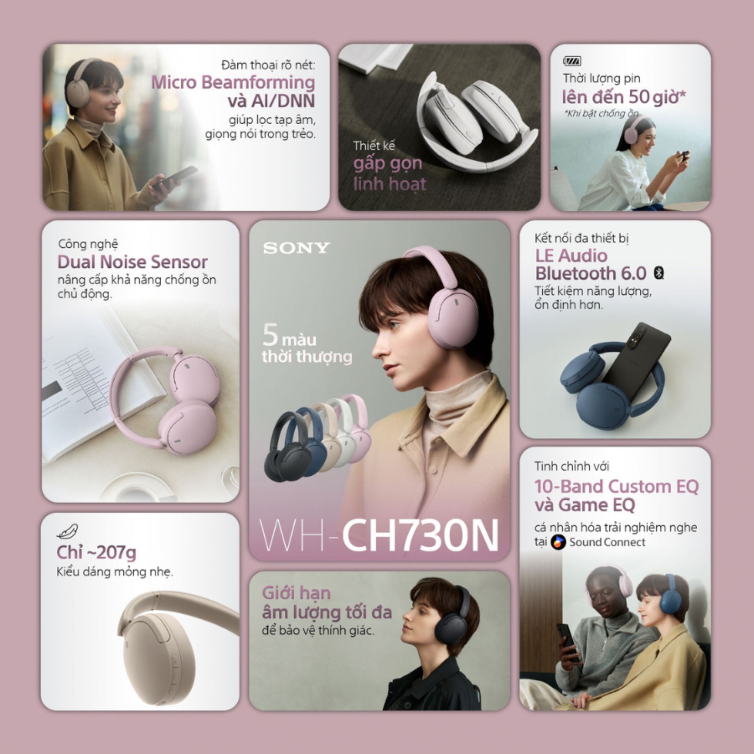 Tai nghe Bluetooth chụp tai Sony WH-CH730N
