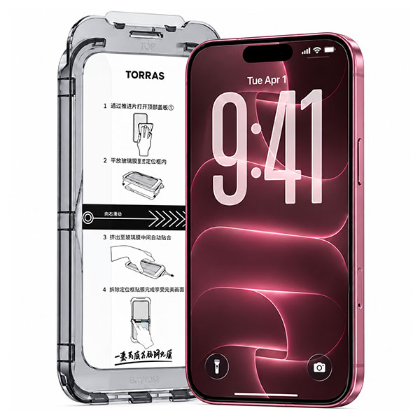 Miếng Dán Kính Cường Lực iPhone 18 Pro/17 Pro 3D Viền Đen TORRAS
