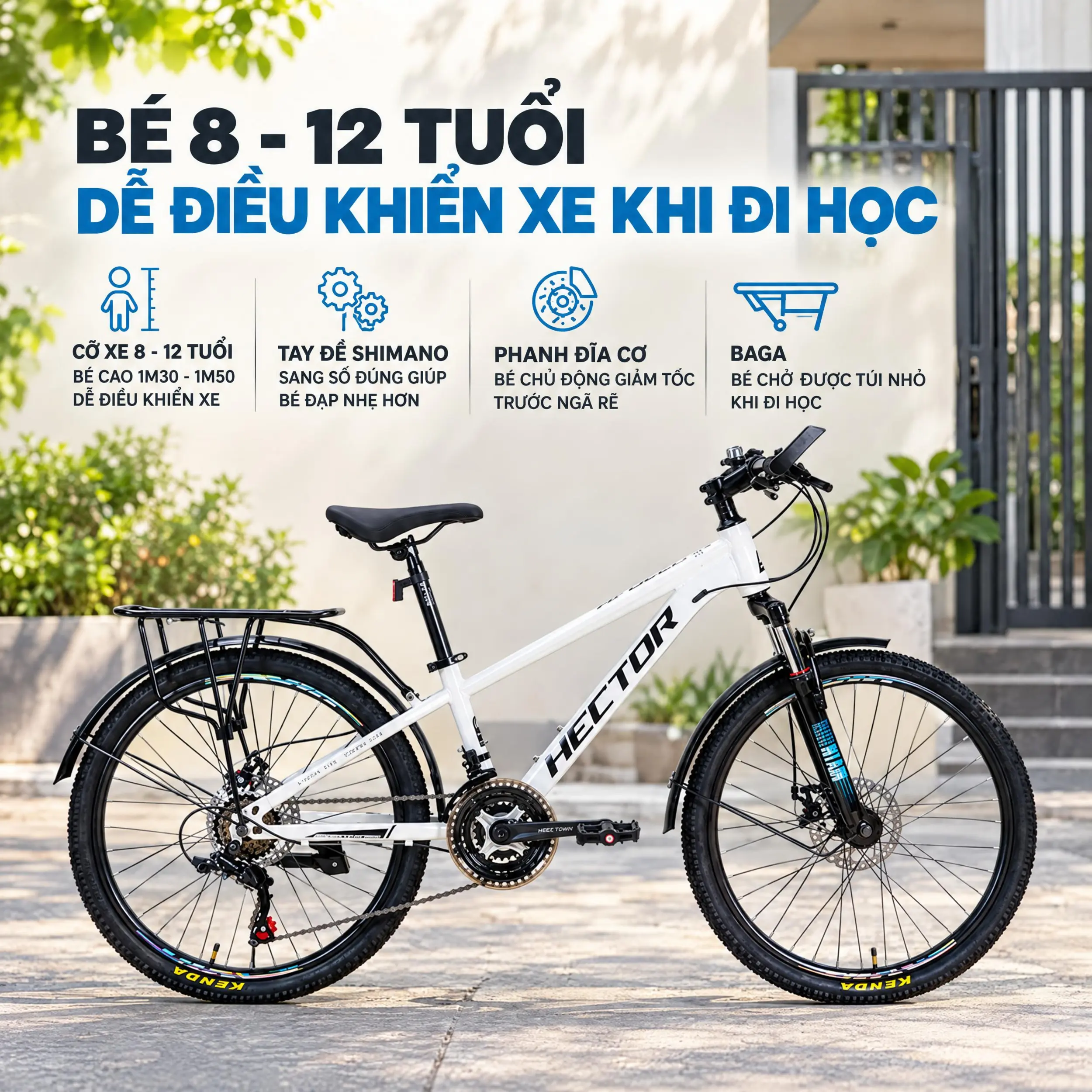 Xe Đạp Địa Hình HECTOR APOLLO 1B 24 INCH Trắng