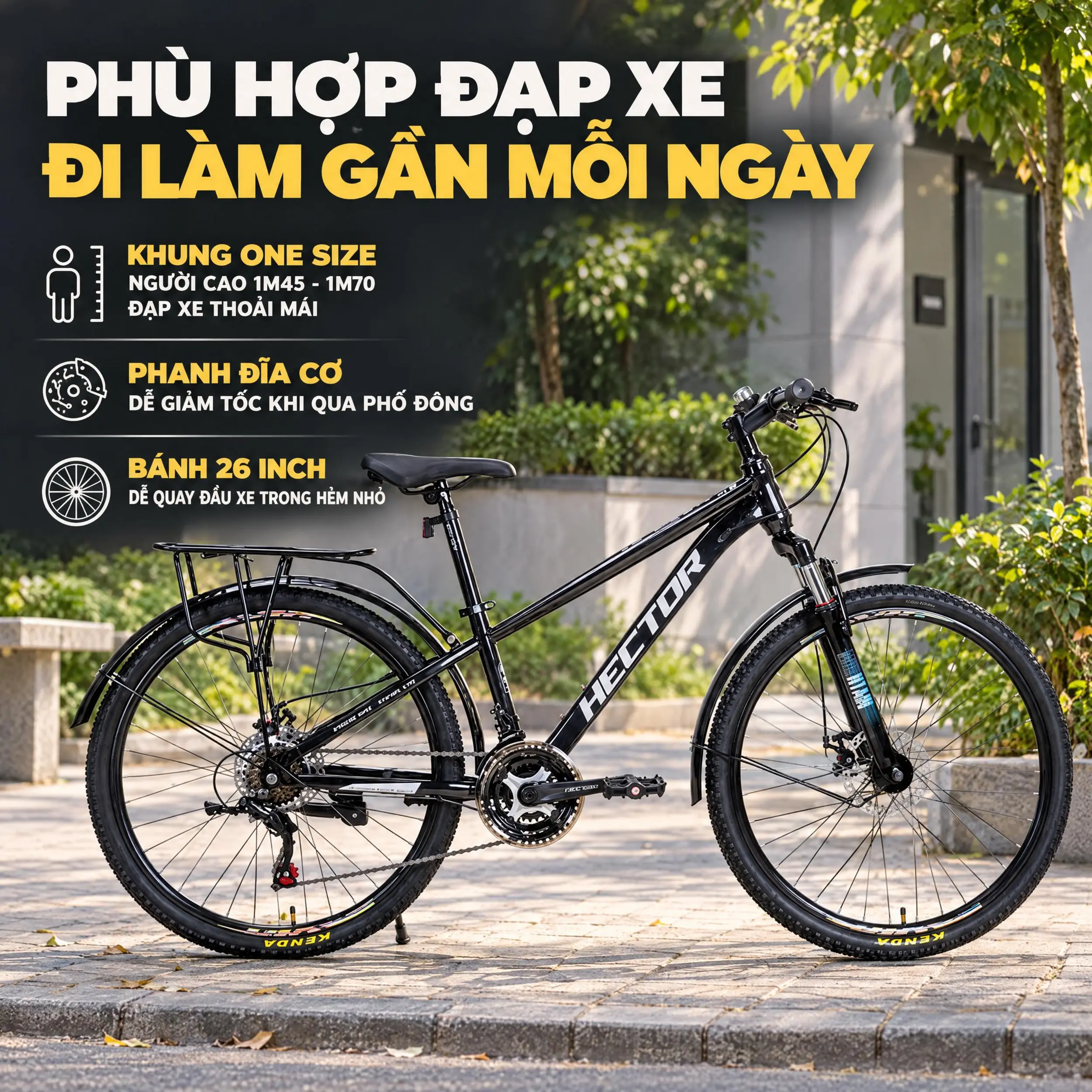 Xe Đạp Địa Hình HECTOR APOLLO 2B 26 INCH Đen ánh kim