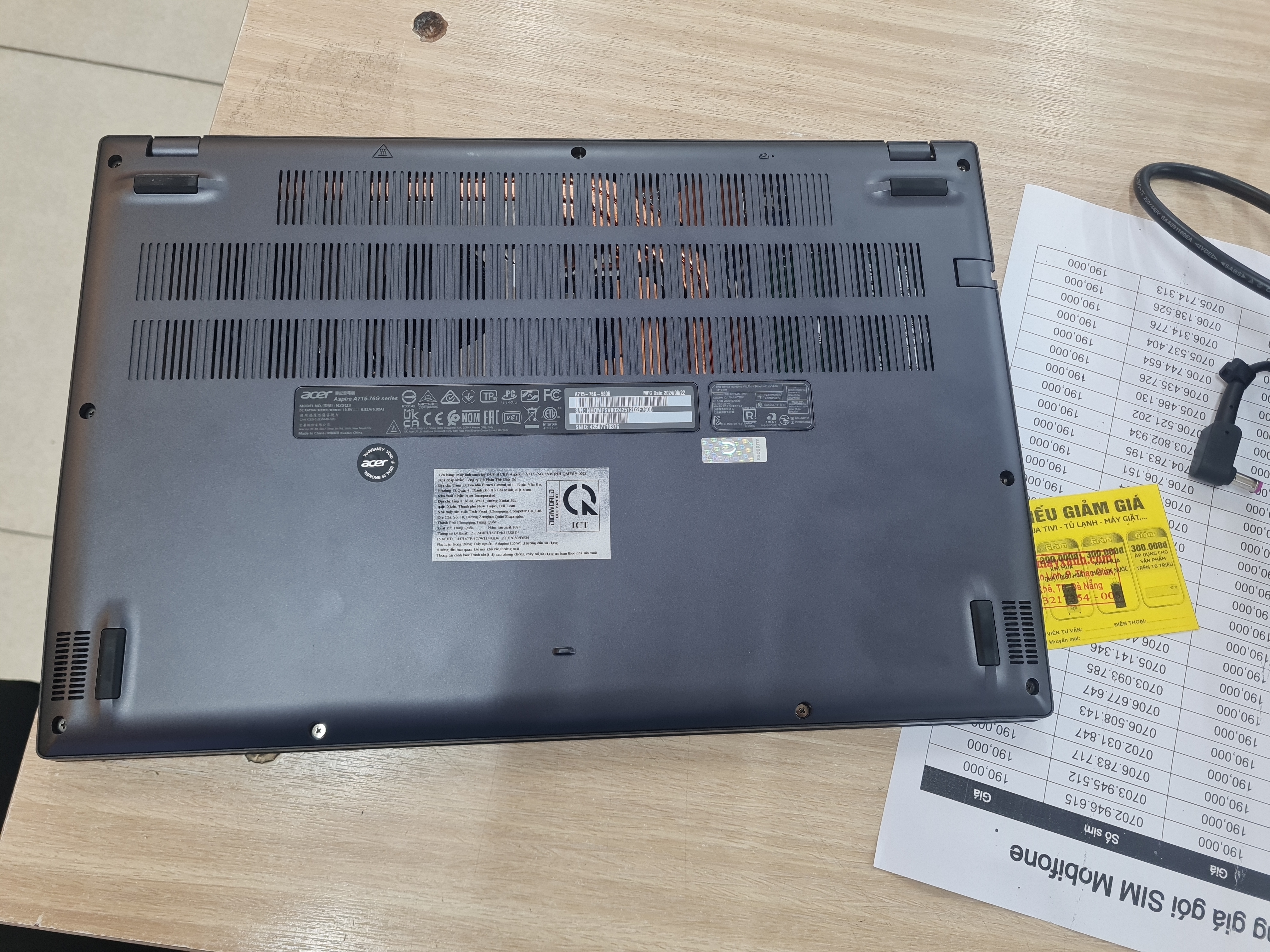 Acer Aspire 7 A715 76G 5806 i5 12450H/16GB/512GB/4GB RTX3050/15.6 inchF/144Hz/Win11/(NH.QMFSV.002)/Đ